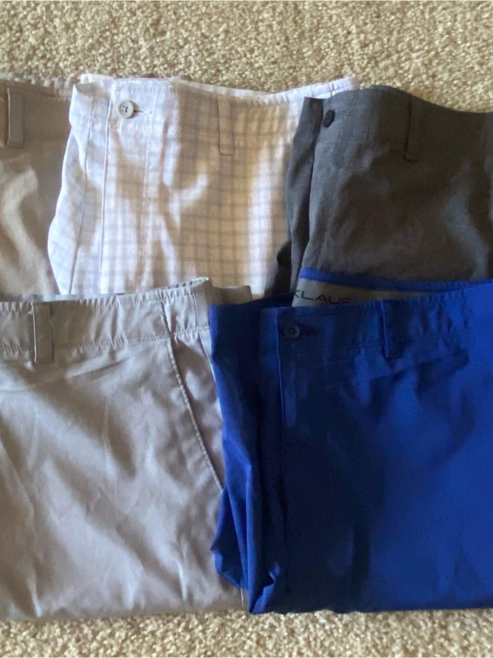 Athletic Men's Golf Shorts Bundle - Blue, Gray, White, Tan, dark grey